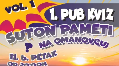 Pozivnica za sudjelovanje u pub kvizu "Suton pameti" u Planinarksom domu Omanovac