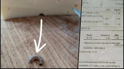 Crv koji je iza&scaron;ao iz sira i račun /Foto: Halo, inspektore!