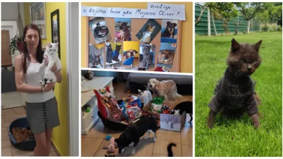 Daruvarski mališani dočekali su poznatu humanitarku s punim kutijama hrane za životinje o kojima brine/Foto: Privatni album