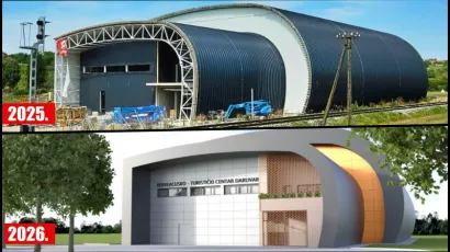 Trenutno stanje na gradilištu (gore) i projekcija finalnog izgleda (dolje)/Foto: Nikica Puhalo/MojPortal.hr