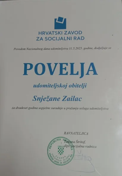 Snježana Zailac dobitnica je priznanja za svoj rad/Foto: Privatni album