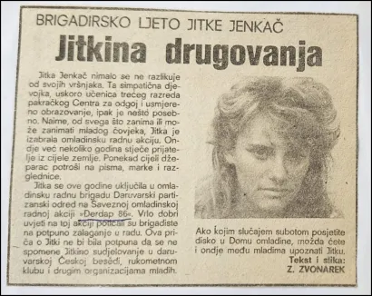 Članak o Jitki u Večernjem listu/Foto: Privatni album