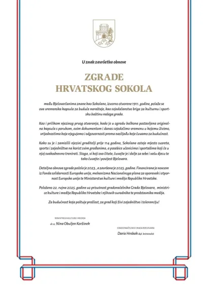 Dokument iz nove bjelovarske vremenske kapsule/Foto: Slavica Trgovac Martan