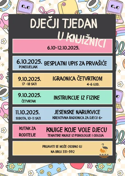 Evo što vas ovaj tjedan čeka u daruvarskoj knjižnici