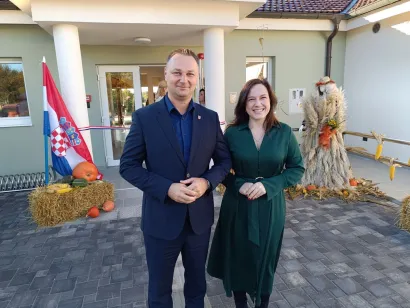 Gradonačelnica Čazme Valentina Čanađija i župan Marko Marušić na otvorenju novog vrtića u Dragancu/Foto: R. Ruklić/Grad Čazma