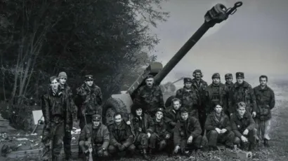 Ratna fotografija pripadnika 24. MAD-a Daruvar na čelu s pukovnikom Mirkom Fotakom/Foto: Grad Daruvar