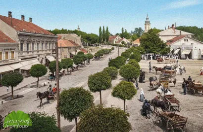 Kočije raznih vrsta u donjem dijelu centra 1912./Foto: Privatni album