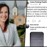 Čazmanski HDZ je uz priopćenje priložio i screenshot, sa službene Facebook stranice gradonačelnice/Foto: Facebook screnshot
