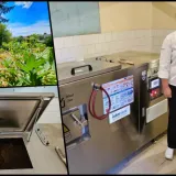 Voditeljica restorana Taverna Snježana Blažičko i Magdalena Martić iz Hortikulture Daruvarskih toplica pokraj kompostera/Foto: Nikica Puhalo/MojPortal.hr