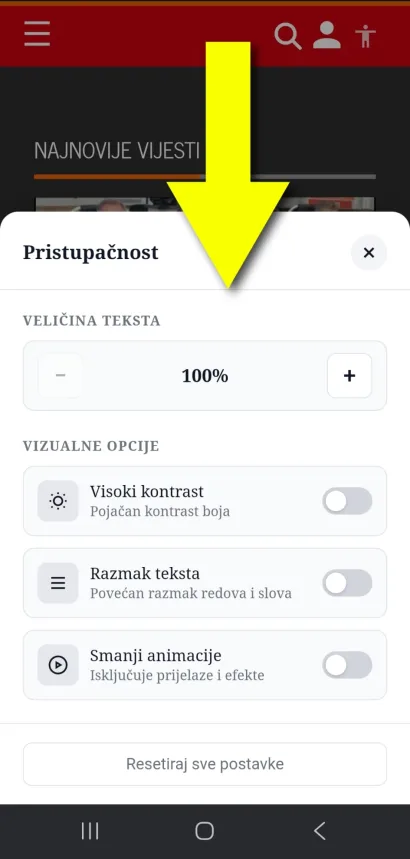 ...otvara se posseban izbornik za pode&scaron;avanje prikaza portala. Podesite ga po svojim potrebama 