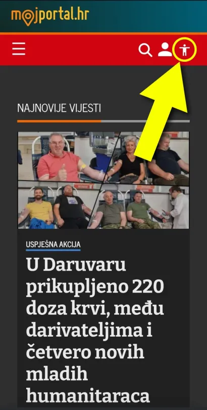Klikom na ikonu čovjeka (u krugu) na letvi izbornika... 