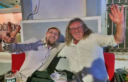 Ranko &Scaron;korić i njegov prijatelj Nijemac Marvin u Daruvar su do&scaron;li iz Berlina/Foto: Dijana Puhalo